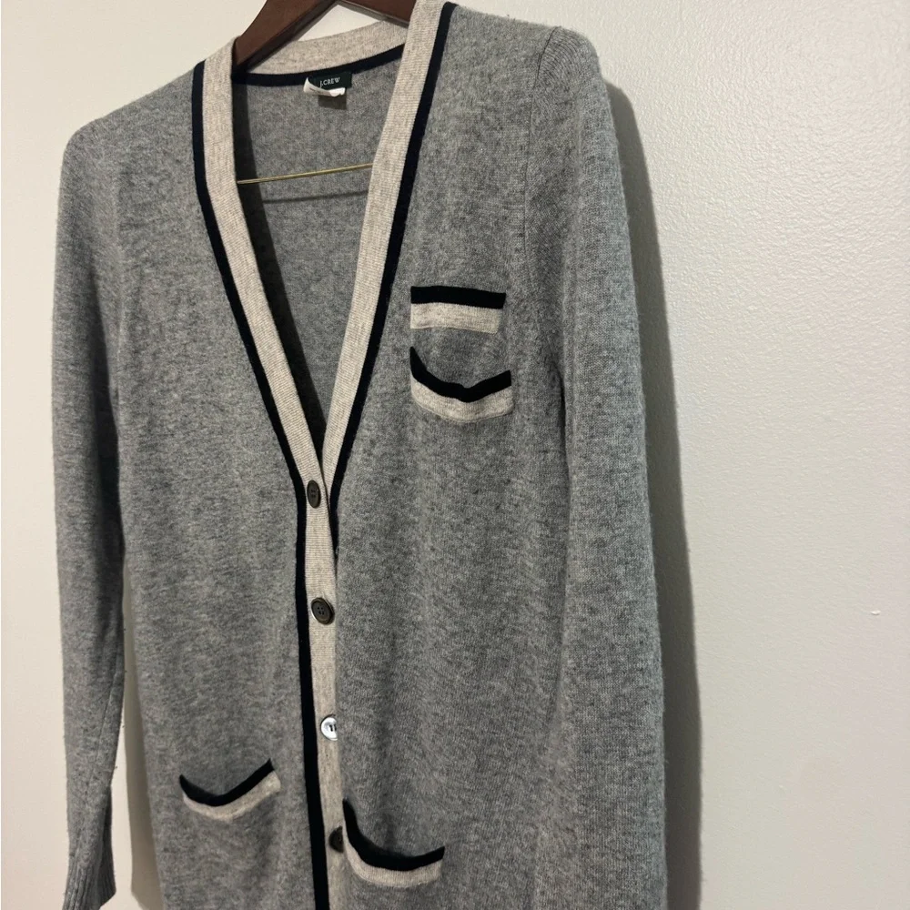 J. Crew Gray Wool-Cashmere Blend Sweater Cardigan Button Up Cardigan size Large - Picture 3 of 9